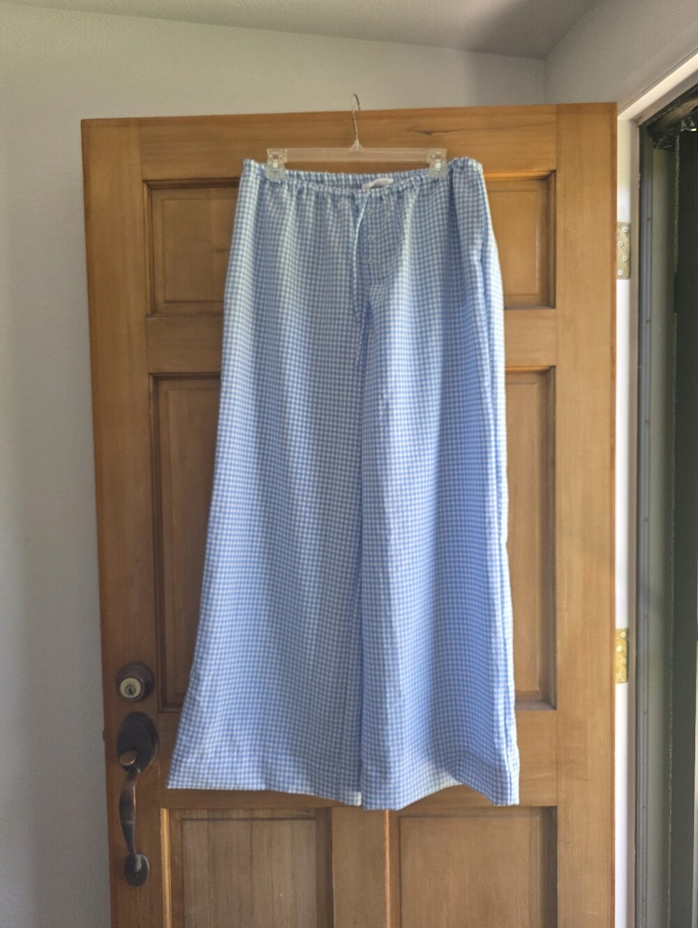 Double Zero Blue Gingham Wide Leg Lounge Pants